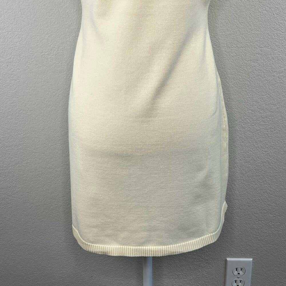 Rumored Ivory Cream Birkin Knit Crew Neck Mini Dress Eyelet Bodice NWT Large - Picture 10 of 14